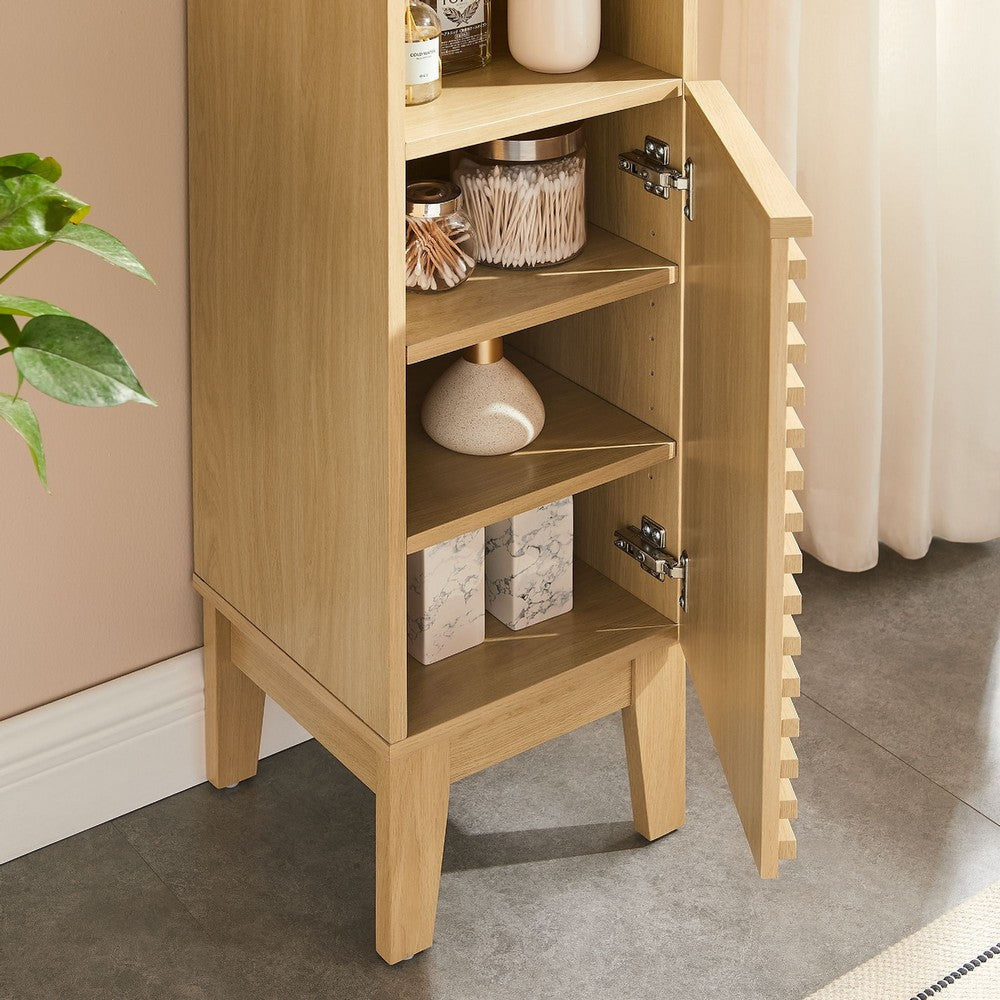 Modway Render Tall Narrow Bathroom Storage Cabinet Walnut