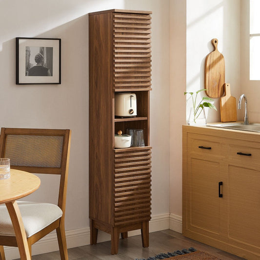 Modway Render Tall Narrow Bathroom Storage Cabinet Oak