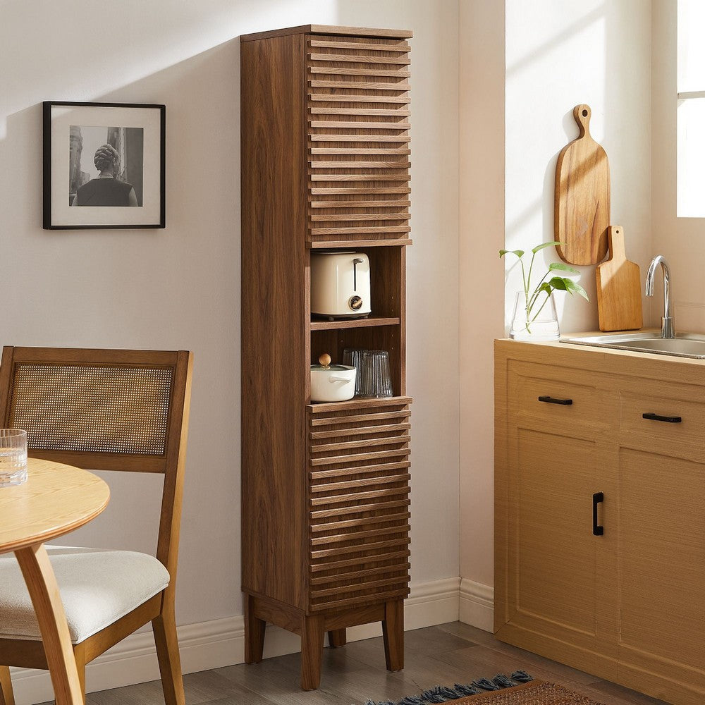 Modway Render Tall Narrow Bathroom Storage Cabinet Oak