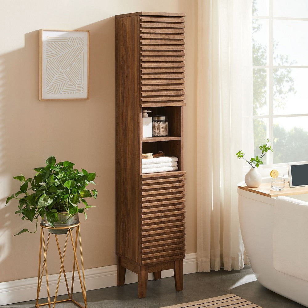 Modway Render Tall Narrow Bathroom Storage Cabinet Oak MDY-EEI-6851-OAK