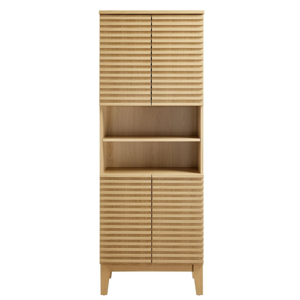 Modway Render Tall Bathroom Storage Cabinet Oak MDY-EEI-6852-OAK