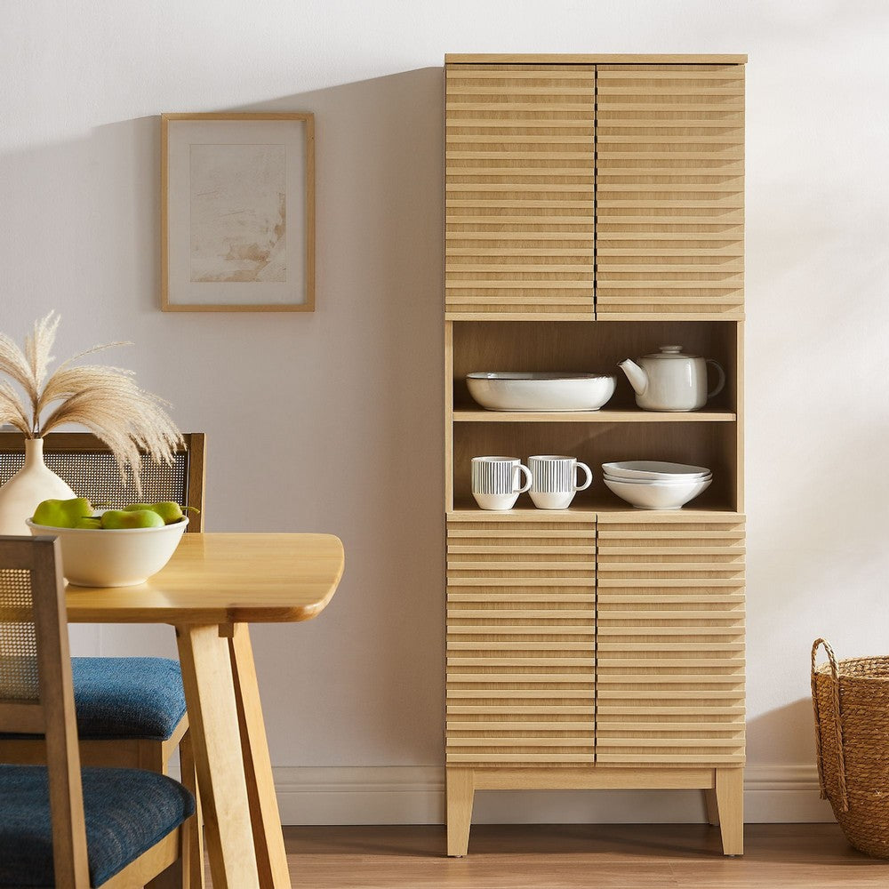 Modway Render Tall Bathroom Storage Cabinet Oak MDY-EEI-6852-OAK