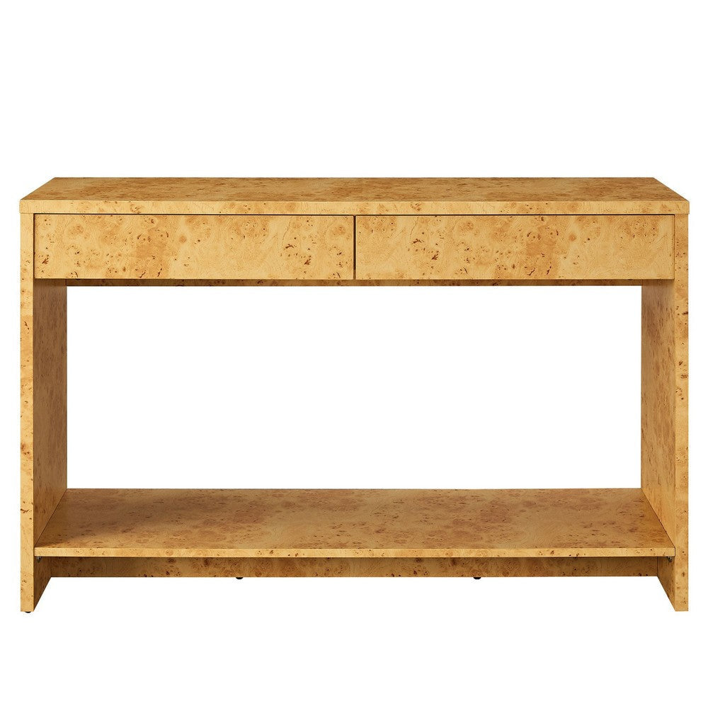 Modway Hudson 2-Drawer Burl Wood Console Table Natural MDY-EEI-6857-BUR