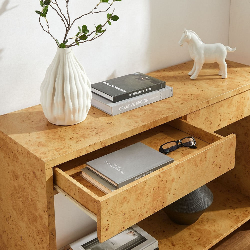 Modway Hudson 2-Drawer Burl Wood Console Table Natural MDY-EEI-6857-BUR