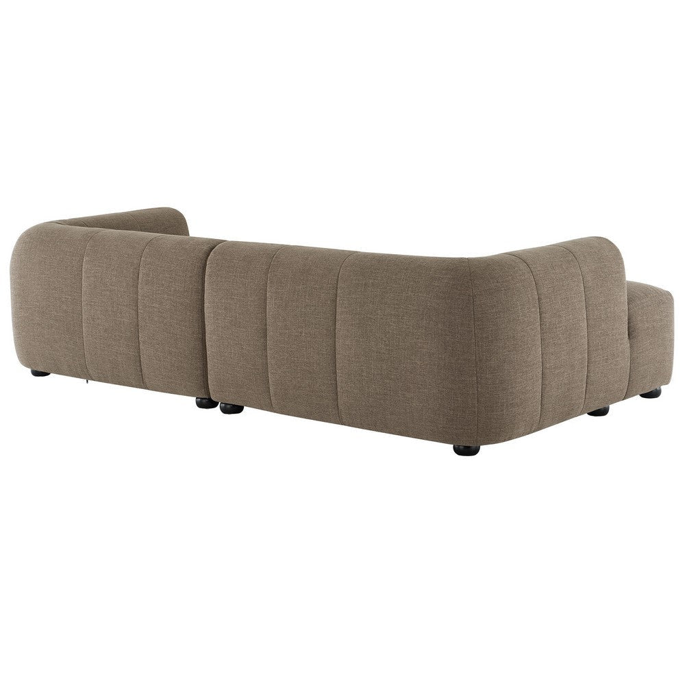 Modway Liana Left-Facing Modular Sofa with Chaise in Mocha - Modern Sectional Sofa Couch Furniture Set - Upholstered Fabric Chaise
