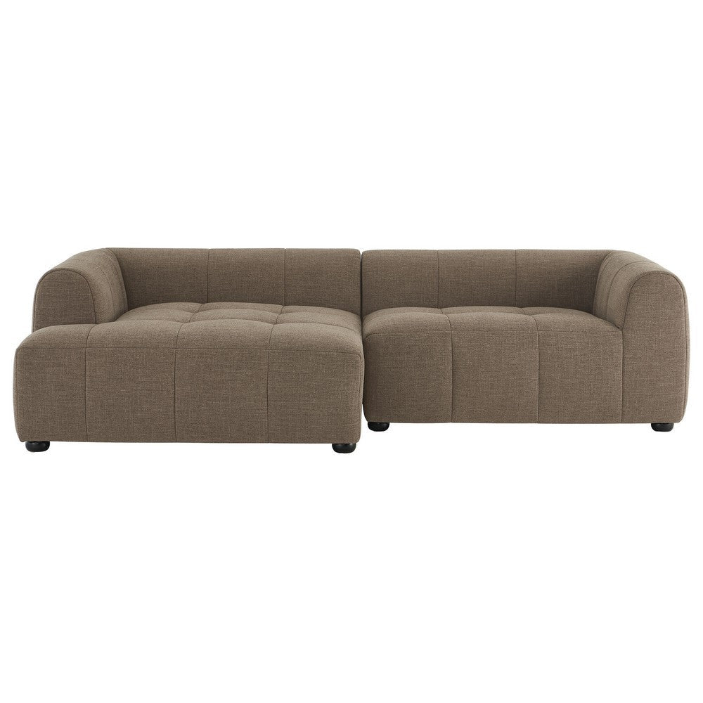 Modway Liana Left-Facing Modular Sofa with Chaise in Mocha - Modern Sectional Sofa Couch Furniture Set - Upholstered Fabric Chaise