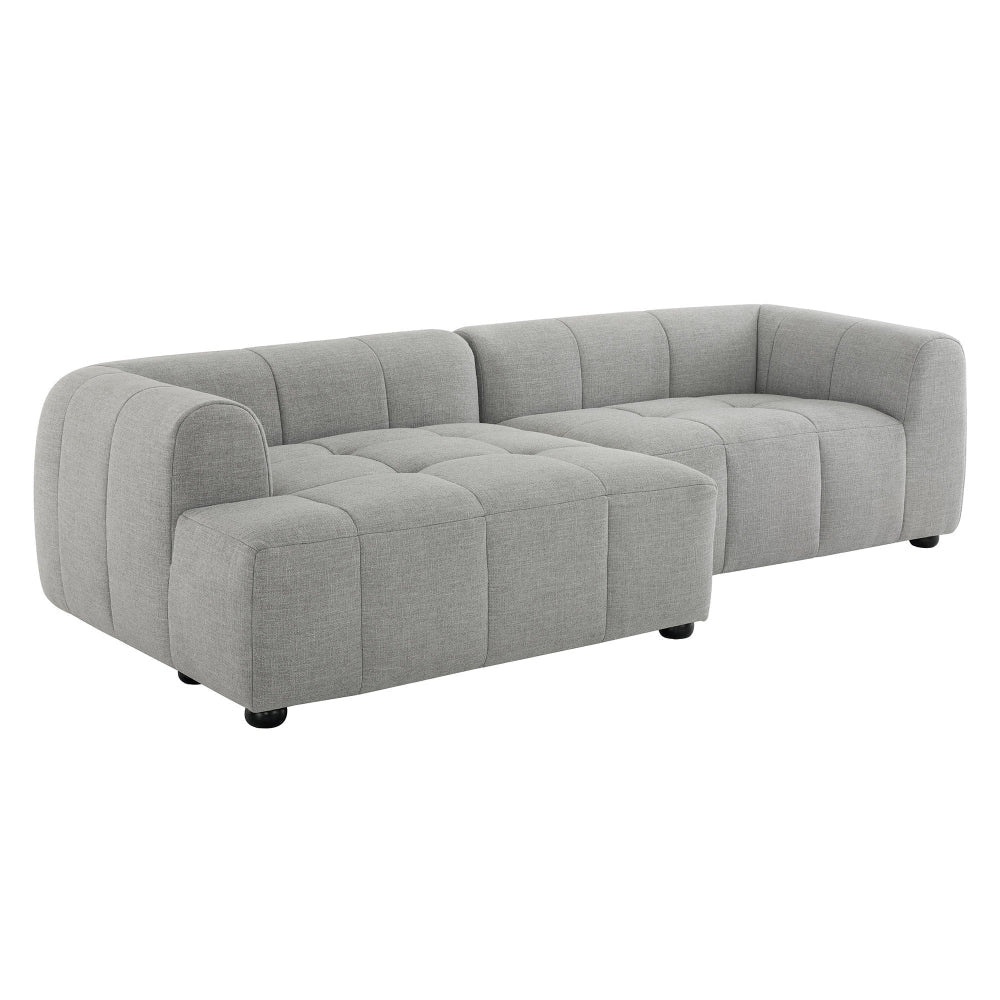 Modway Liana Left-Facing Modular Sofa with Chaise in Pewter - Modern Sectional Sofa Couch Furniture Set - Upholstered Fabric Chaise and Chair for Living Room, Lounge, Apartment