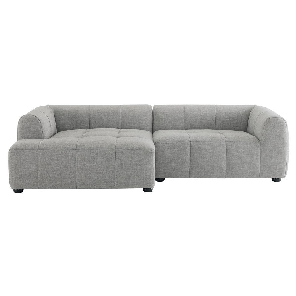 Modway Liana Left-Facing Modular Sofa with Chaise in Pewter - Modern Sectional Sofa Couch Furniture Set - Upholstered Fabric Chaise