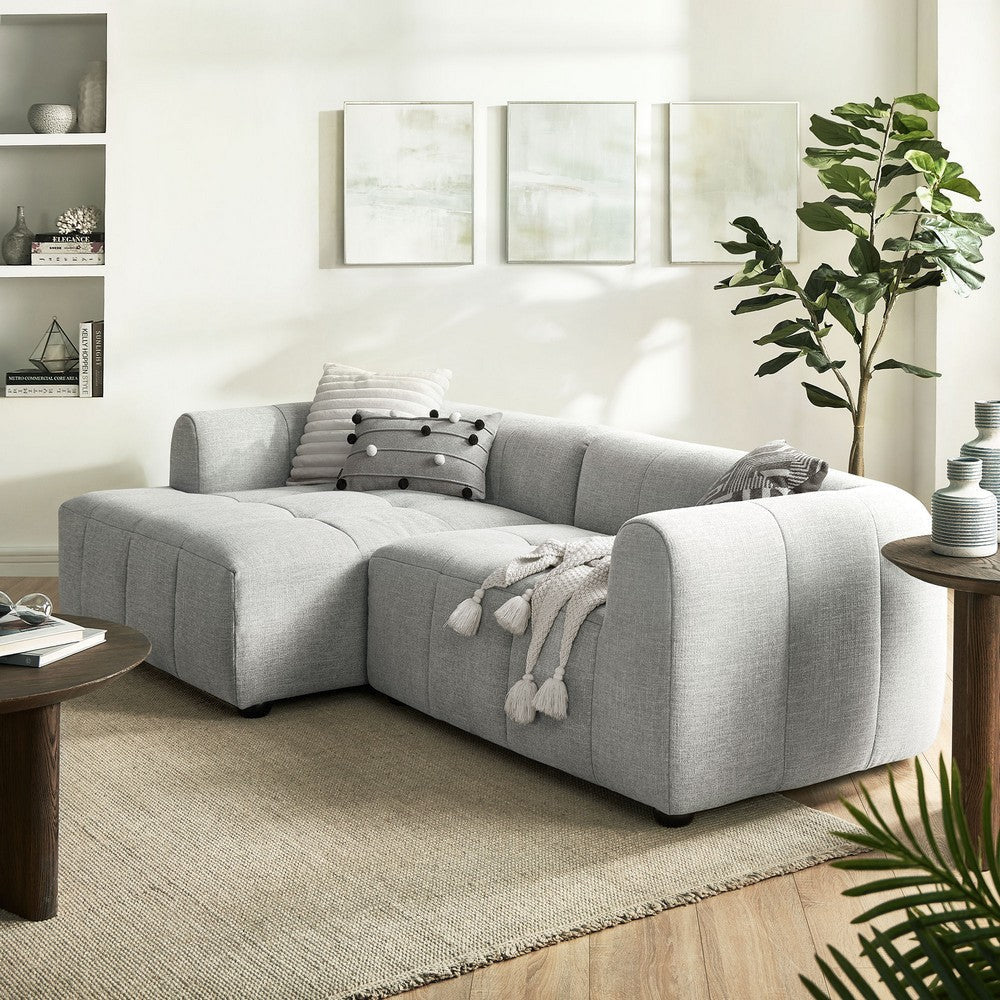 Modway Liana Left-Facing Modular Sofa with Chaise in Pewter - Modern Sectional Sofa Couch Furniture Set - Upholstered Fabric Chaise
