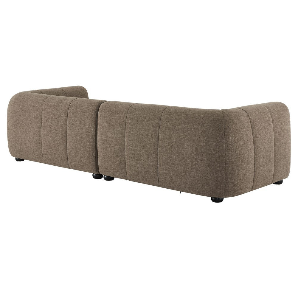 Modway Liana Right-Facing Modular Sofa with Chaise in Mocha - Modern Sectional Sofa Couch Furniture Set - Upholstered Fabric Chaise
