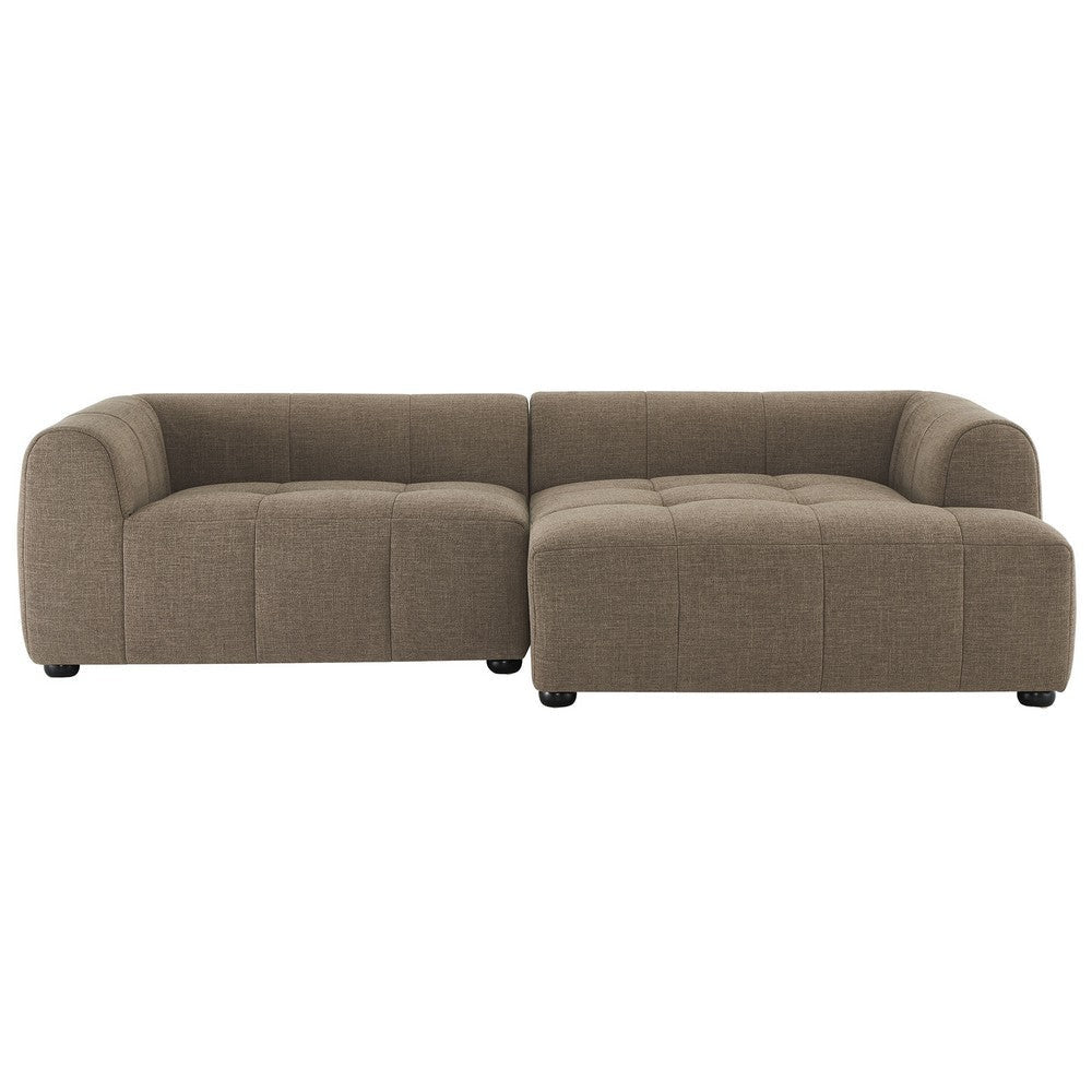 Modway Liana Right-Facing Modular Sofa with Chaise in Mocha - Modern Sectional Sofa Couch Furniture Set - Upholstered Fabric Chaise