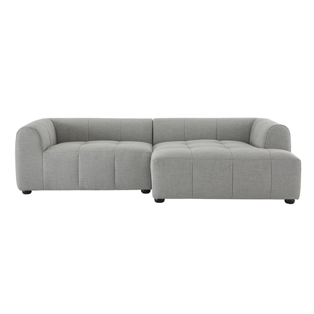 Modway Liana Right-Facing Modular Sofa with Chaise in Pewter - Modern Sectional Sofa Couch Furniture Set - Upholstered Fabric Chaise