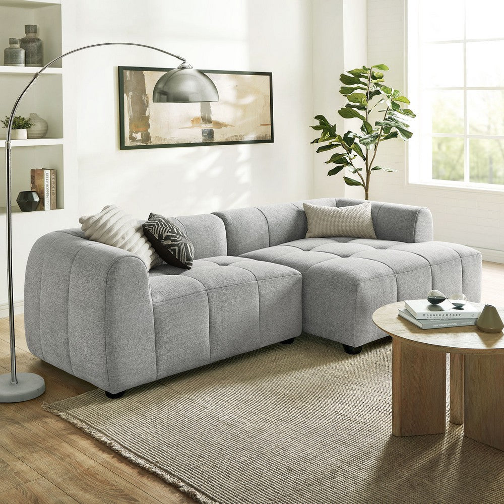 Modway Liana Right-Facing Modular Sofa with Chaise in Pewter - Modern Sectional Sofa Couch Furniture Set - Upholstered Fabric Chaise