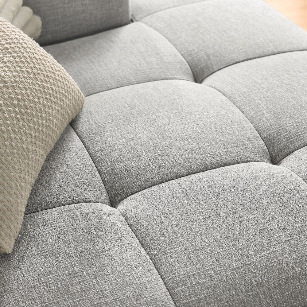 Modway Liana Right-Facing Modular Sofa with Chaise in Pewter - Modern Sectional Sofa Couch Furniture Set - Upholstered Fabric Chaise