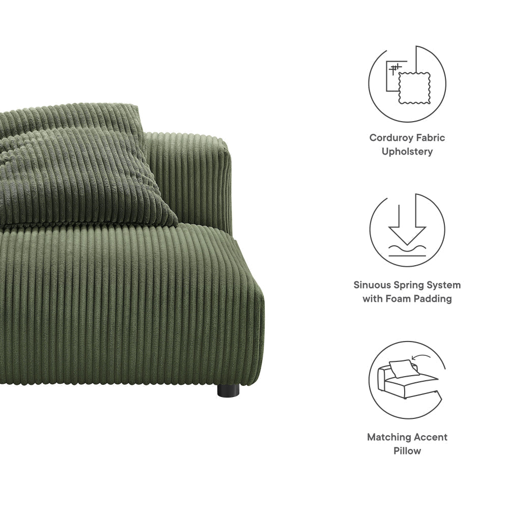 Solace Modular Corduroy Upholstered Armless Chair by Modway