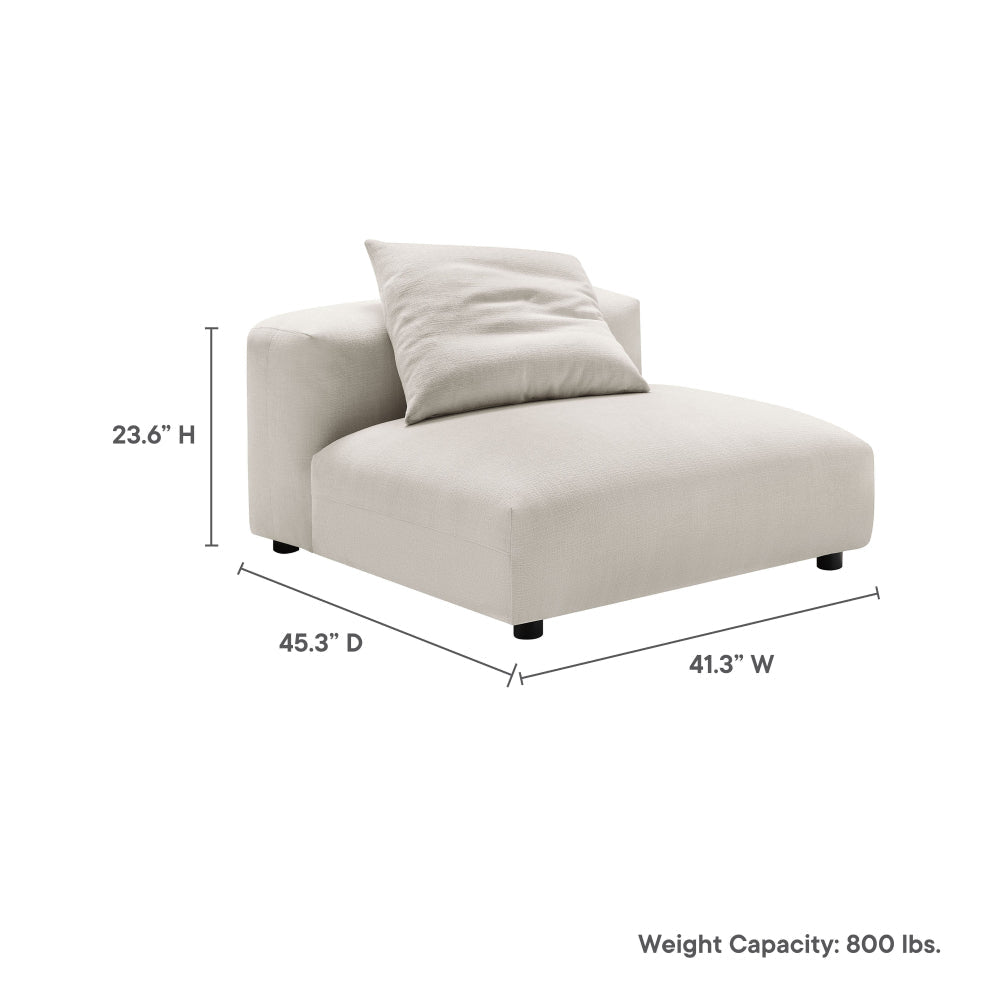 Modway Solace Modular Sofa Armless Chair in Salt - Oversized Lounge Chair with Fabric Upholstery - Comfy Single Sectional Sofa Chair