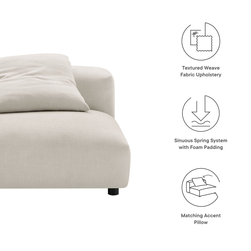 Modway Solace Modular Sofa Armless Chair in Salt - Oversized Lounge Chair with Fabric Upholstery - Comfy Single Sectional Sofa Chair