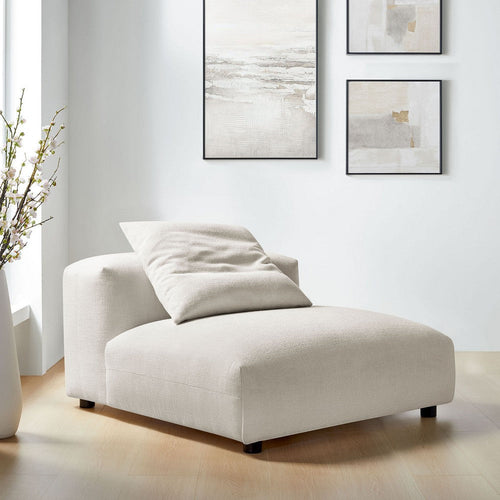 Modway Solace Modular Sofa Armless Chair in Salt - Oversized Lounge Chair with Fabric Upholstery - Comfy Single Sectional Sofa Chair - Modern Accent Lounge Chair for Living Room