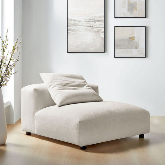 Modway Solace Modular Sofa Armless Chair in Salt - Oversized Lounge Chair with Fabric Upholstery - Comfy Single Sectional Sofa Chair - Modern Accent Lounge Chair for Living Room