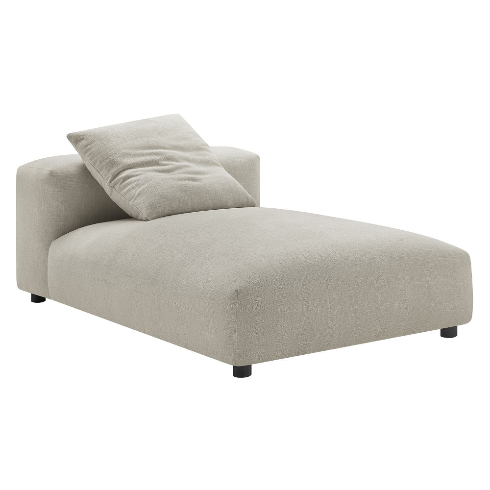 Modway Solace Modular Chaise Lounge Chair in Linen - Oversized Chaise Lounge Indoor with Fabric Upholstery and Pillow - Comfy Chaise Sofa - Modern Armless Chaise Couch for Living Room