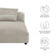 Modway Solace Modular Chaise Lounge Chair in Linen - Oversized Chaise Lounge Indoor with Fabric Upholstery and Pillow - Comfy Chaise Sofa