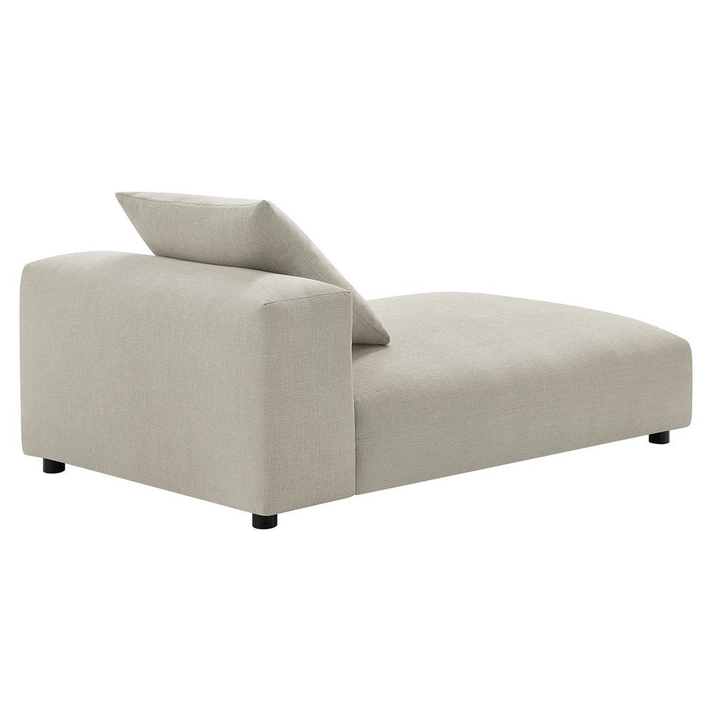 Modway Solace Modular Chaise Lounge Chair in Linen - Oversized Chaise Lounge Indoor with Fabric Upholstery and Pillow - Comfy Chaise Sofa