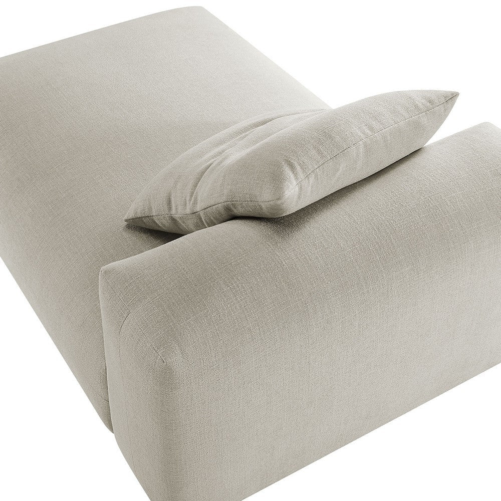 Modway Solace Modular Chaise Lounge Chair in Linen - Oversized Chaise Lounge Indoor with Fabric Upholstery and Pillow - Comfy Chaise Sofa