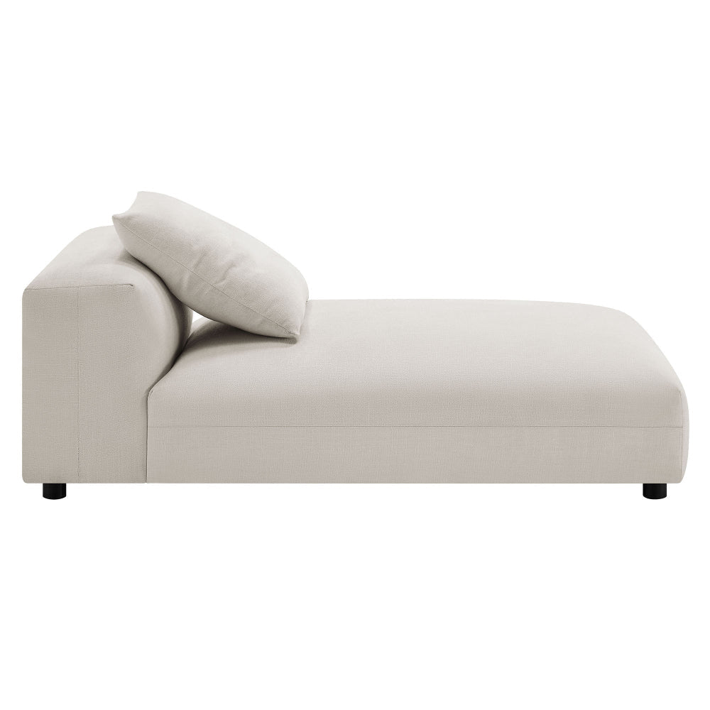 Modway Solace Modular Chaise Lounge Chair in Salt - Oversized Chaise Lounge Indoor with Fabric Upholstery and Pillow - Comfy Chaise Sofa