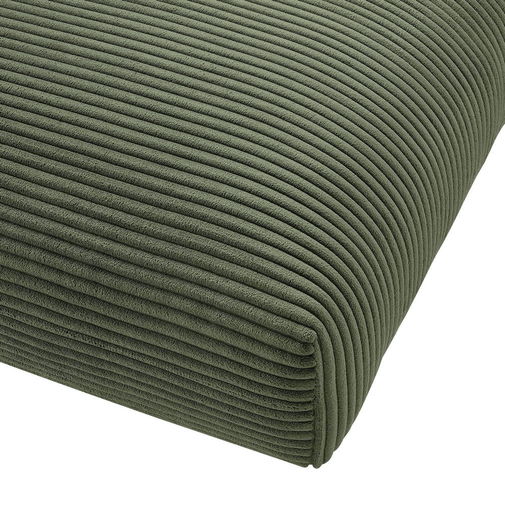 Modway Solace Modular Corduroy Ottoman in Fern - Oversized Square Ottoman Coffee Table - Corduroy Upholstered Ottoman Seat - Modern Large