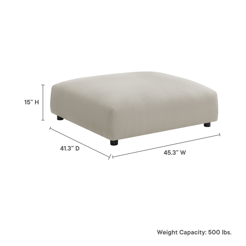Modway Solace Modular Upholstered Ottoman in Linen - Oversized Square Ottoman Coffee Table - Fabric Upholstered Seat - Modern Large