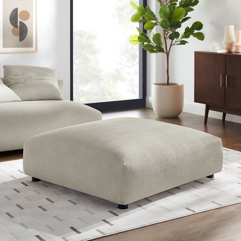 Modway Solace Modular Upholstered Ottoman in Linen - Oversized Square Ottoman Coffee Table - Fabric Upholstered Seat - Modern Large Footstool - Soft Couch Table for Living Room