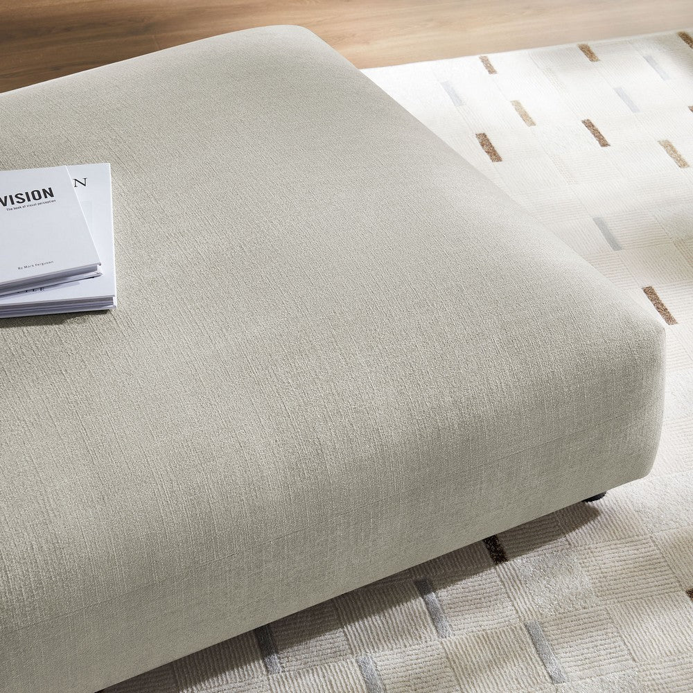 Modway Solace Modular Upholstered Ottoman in Linen - Oversized Square Ottoman Coffee Table - Fabric Upholstered Seat - Modern Large