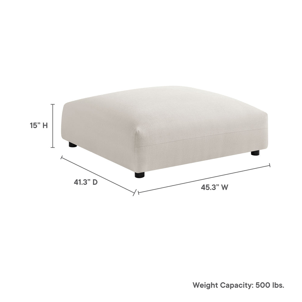 Modway Solace Modular Upholstered Ottoman in Salt - Oversized Square Ottoman Coffee Table - Fabric Upholstered Seat - Modern Large