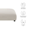 Modway Solace Modular Upholstered Ottoman in Salt - Oversized Square Ottoman Coffee Table - Fabric Upholstered Seat - Modern Large