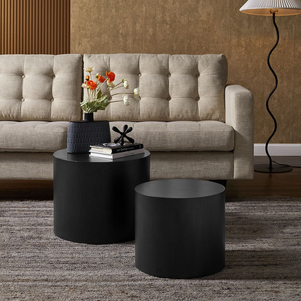 Modway Amani Round Nesting Coffee Tables Set of 2 Black