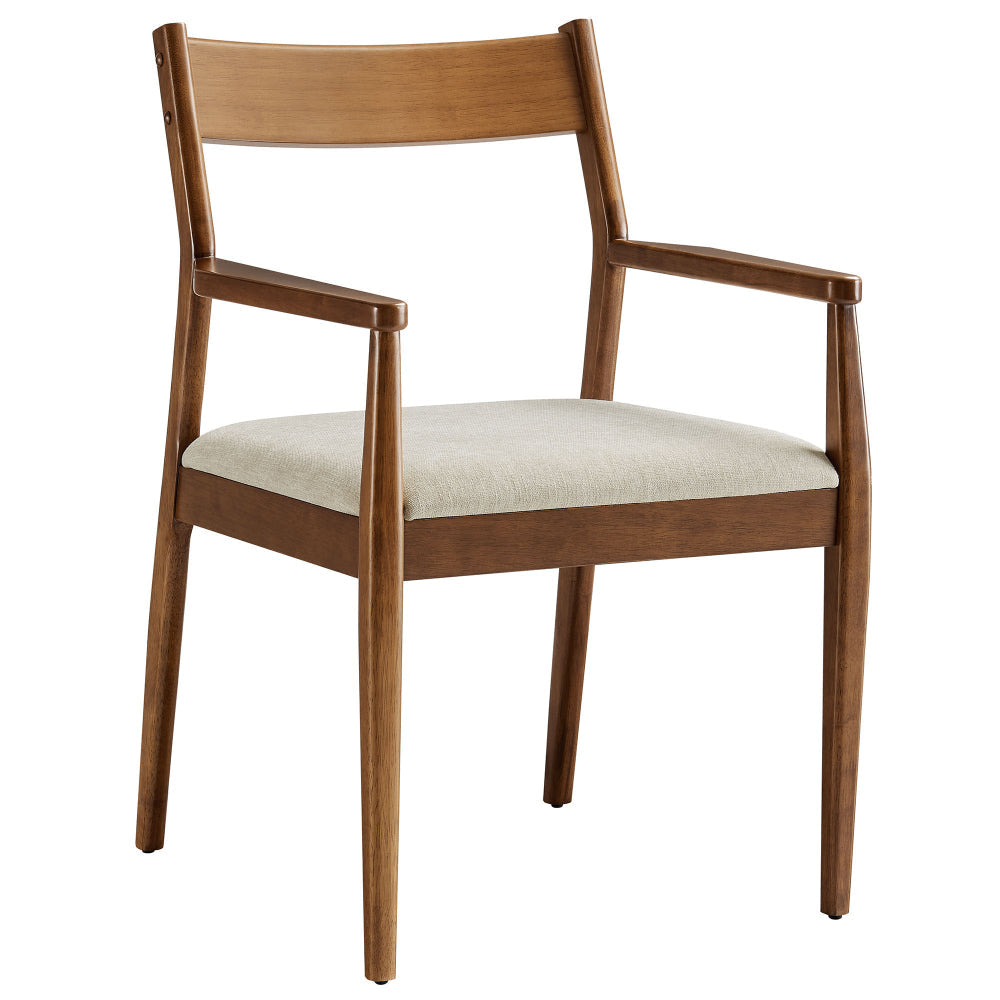 Modway Solara Dining Armchairs Set of 2 in Walnut Heathered Weave Beige