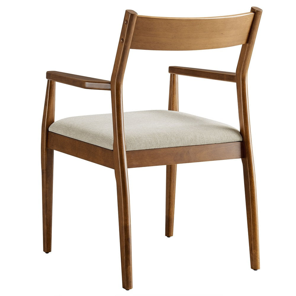Modway Solara Dining Armchairs Set of 2 in Walnut Heathered Weave Beige