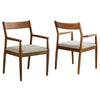 Modway Solara Dining Armchairs Set of 2 in Walnut Heathered Weave Beige