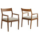 Modway Solara Dining Armchairs Set of 2 in Walnut Heathered Weave Beige