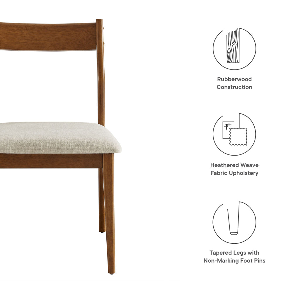 Modway Solara Dining Side Chairs Set of 2 in Walnut Heathered Weave Beige