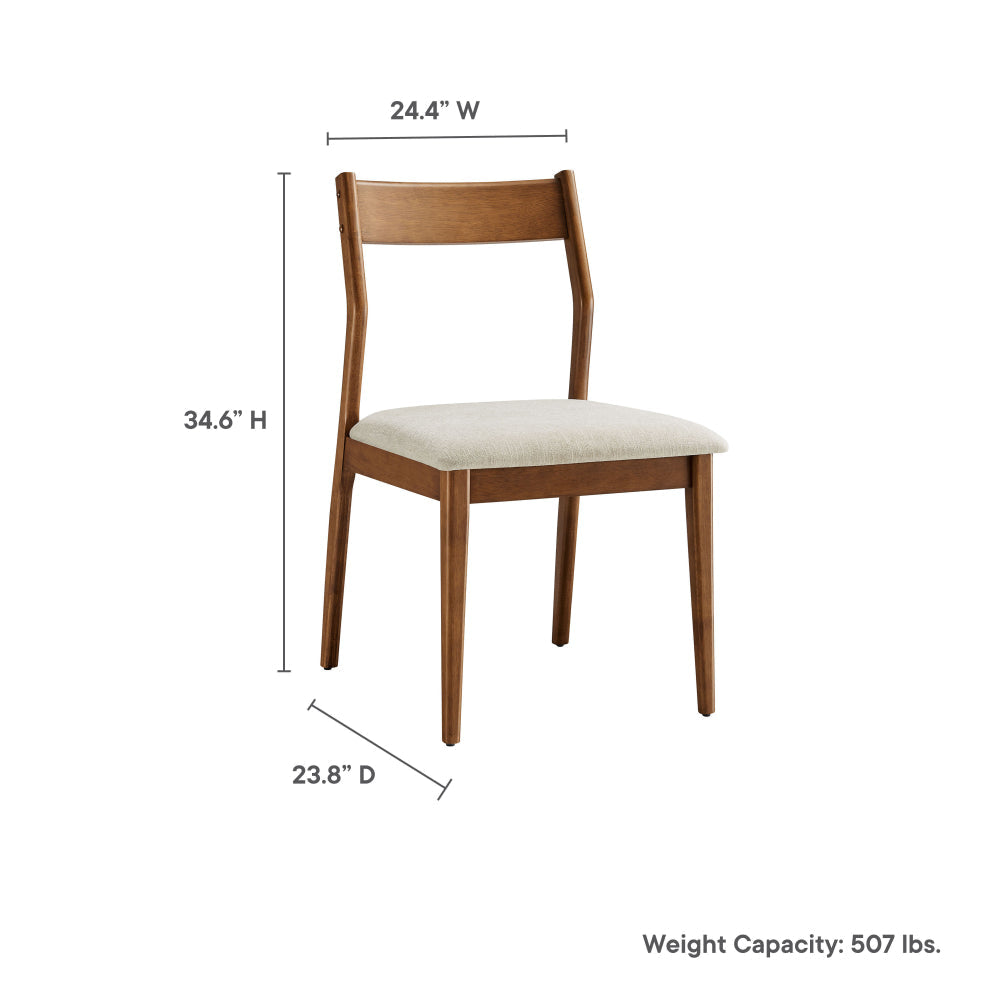 Modway Solara Dining Side Chairs Set of 2 in Walnut Heathered Weave Beige