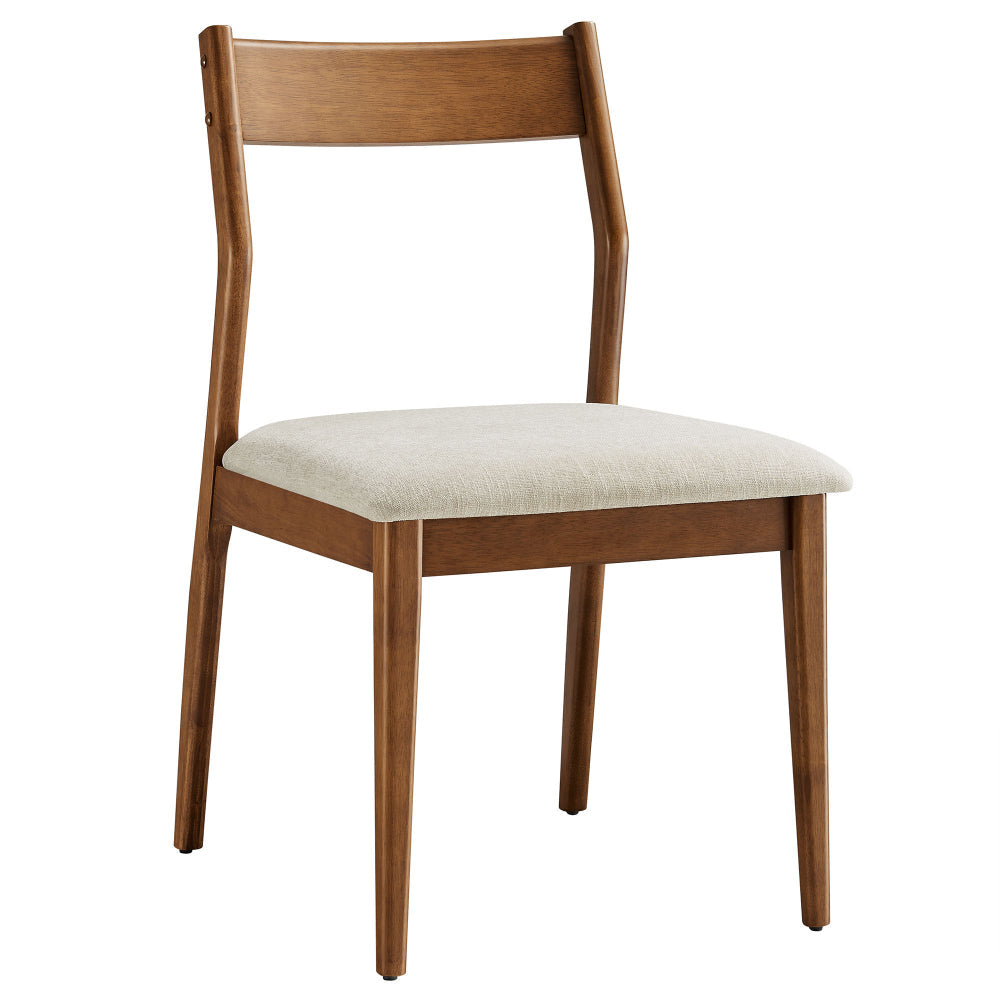 Modway Solara Dining Side Chairs Set of 2 in Walnut Heathered Weave Beige