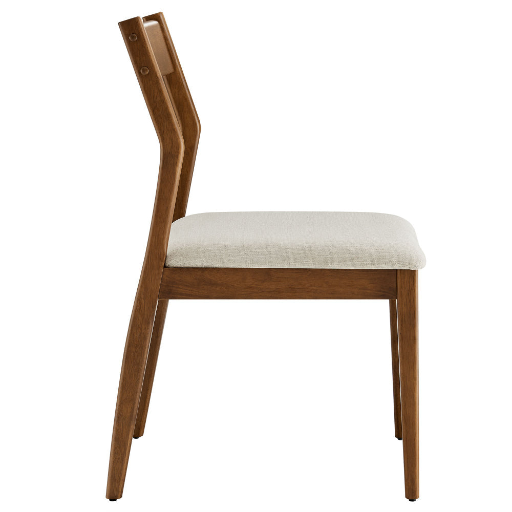 Modway Solara Dining Side Chairs Set of 2 in Walnut Heathered Weave Beige