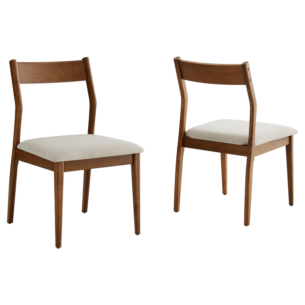 Modway Solara Dining Side Chairs Set of 2 in Walnut Heathered Weave Beige