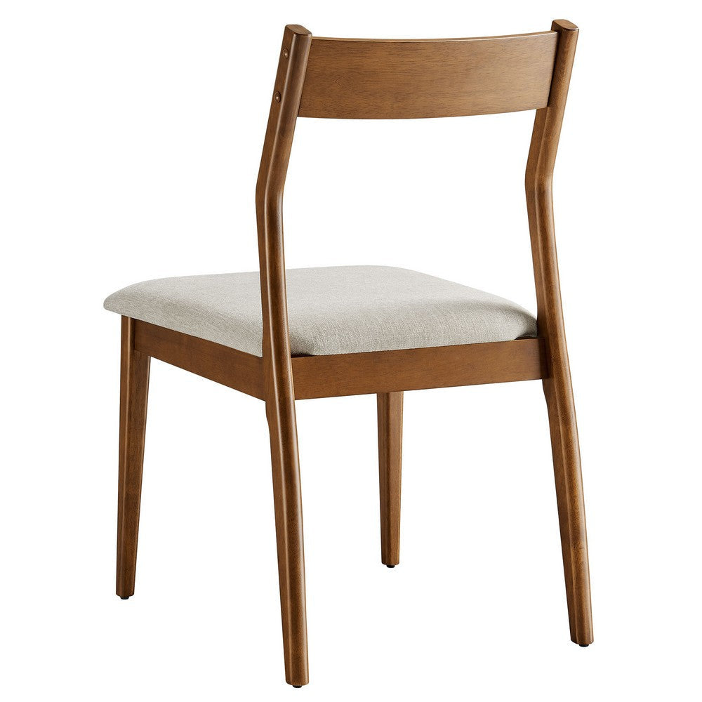 Modway Solara Dining Side Chairs Set of 2 in Walnut Heathered Weave Beige