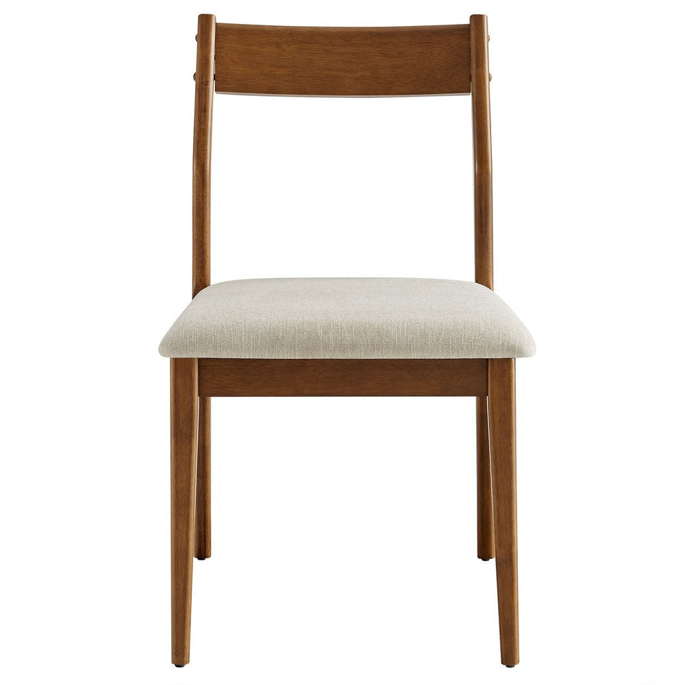 Modway Solara Dining Side Chairs Set of 2 in Walnut Heathered Weave Beige