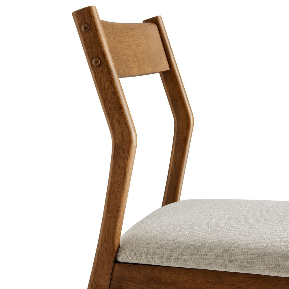 Modway Solara Dining Side Chairs Set of 2 in Walnut Heathered Weave Beige