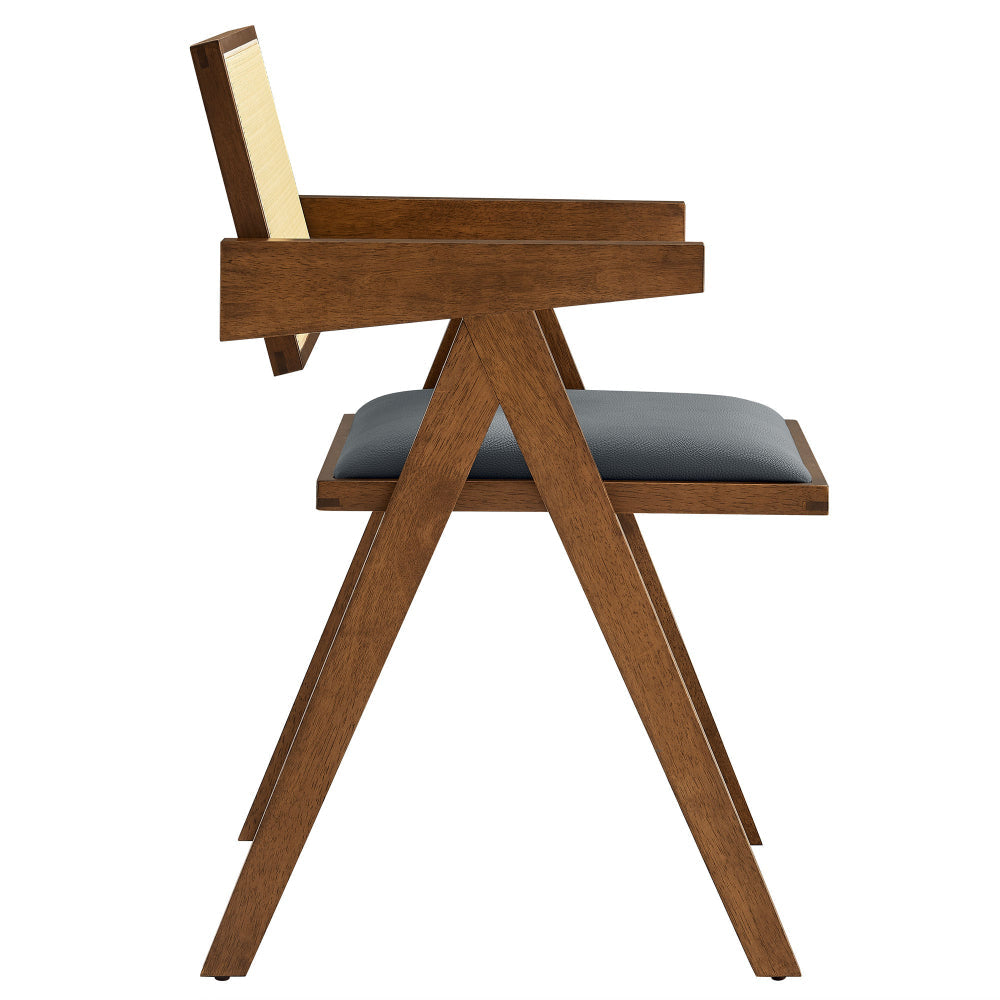 Thera Vegan Leather Cane Dining Armchairs Set of 2 by Modway