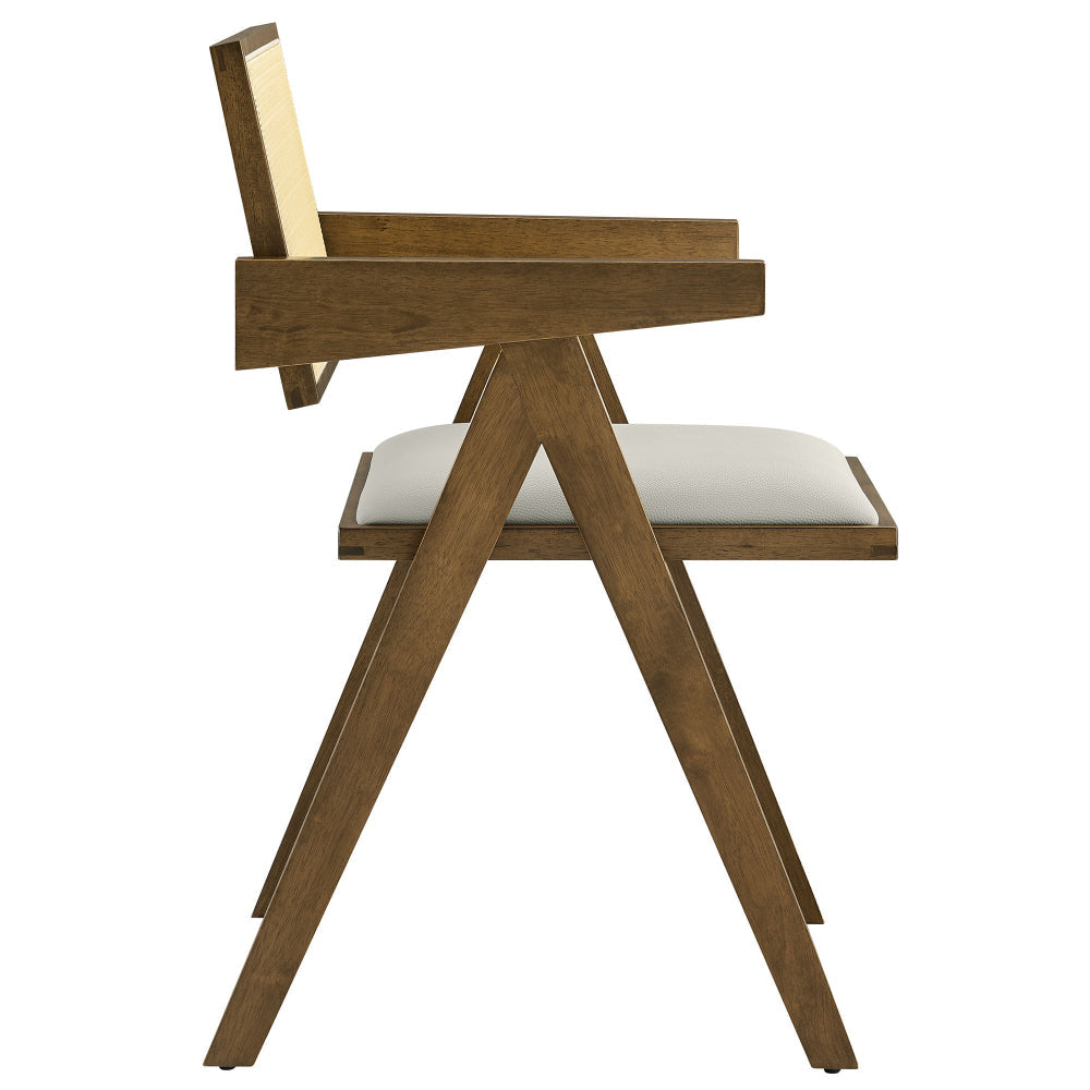 Modway Thera Dining Armchairs Set of 2 in Weathered Oak Stone