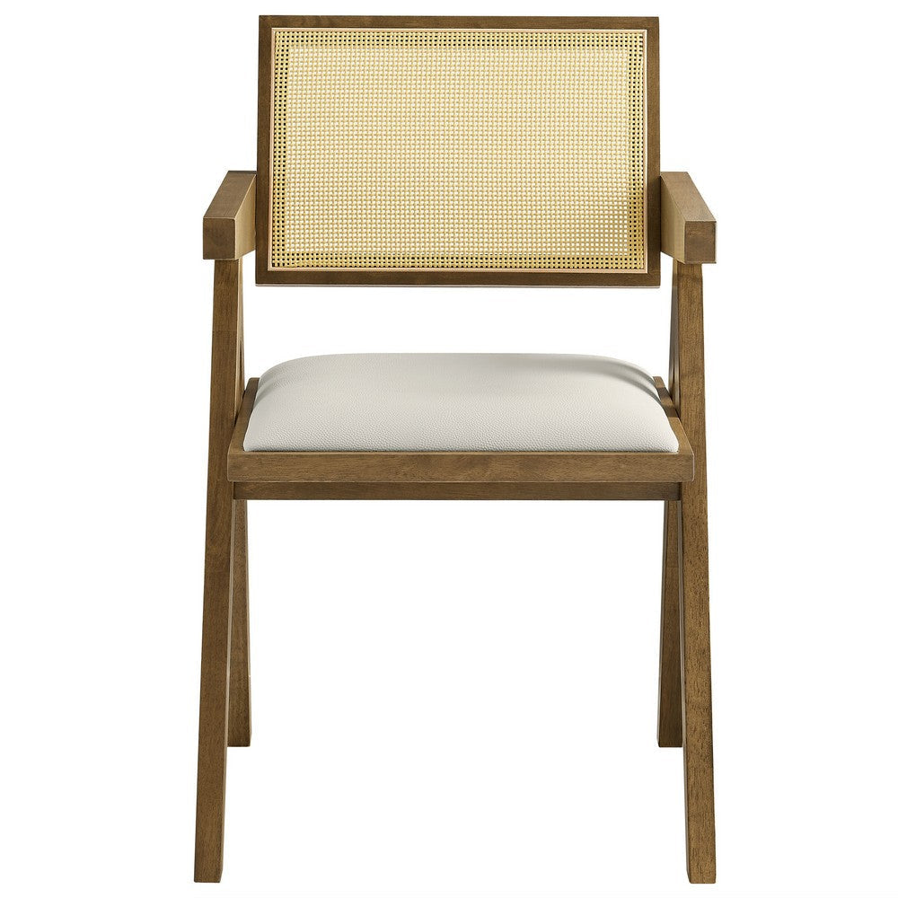 Modway Thera Dining Armchairs Set of 2 in Weathered Oak Stone